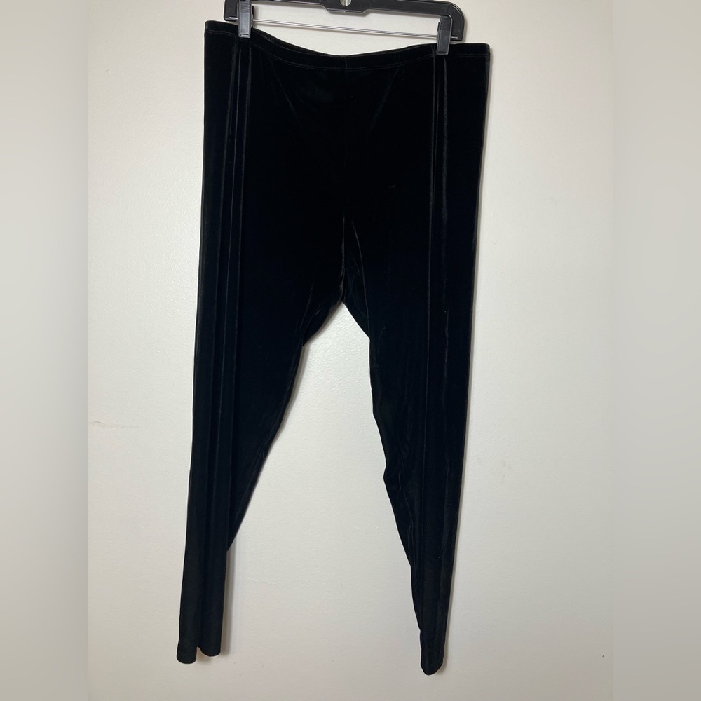 Eileen Fisher Pull On Pants Black Sz XL Velour Straight Leg Comfort